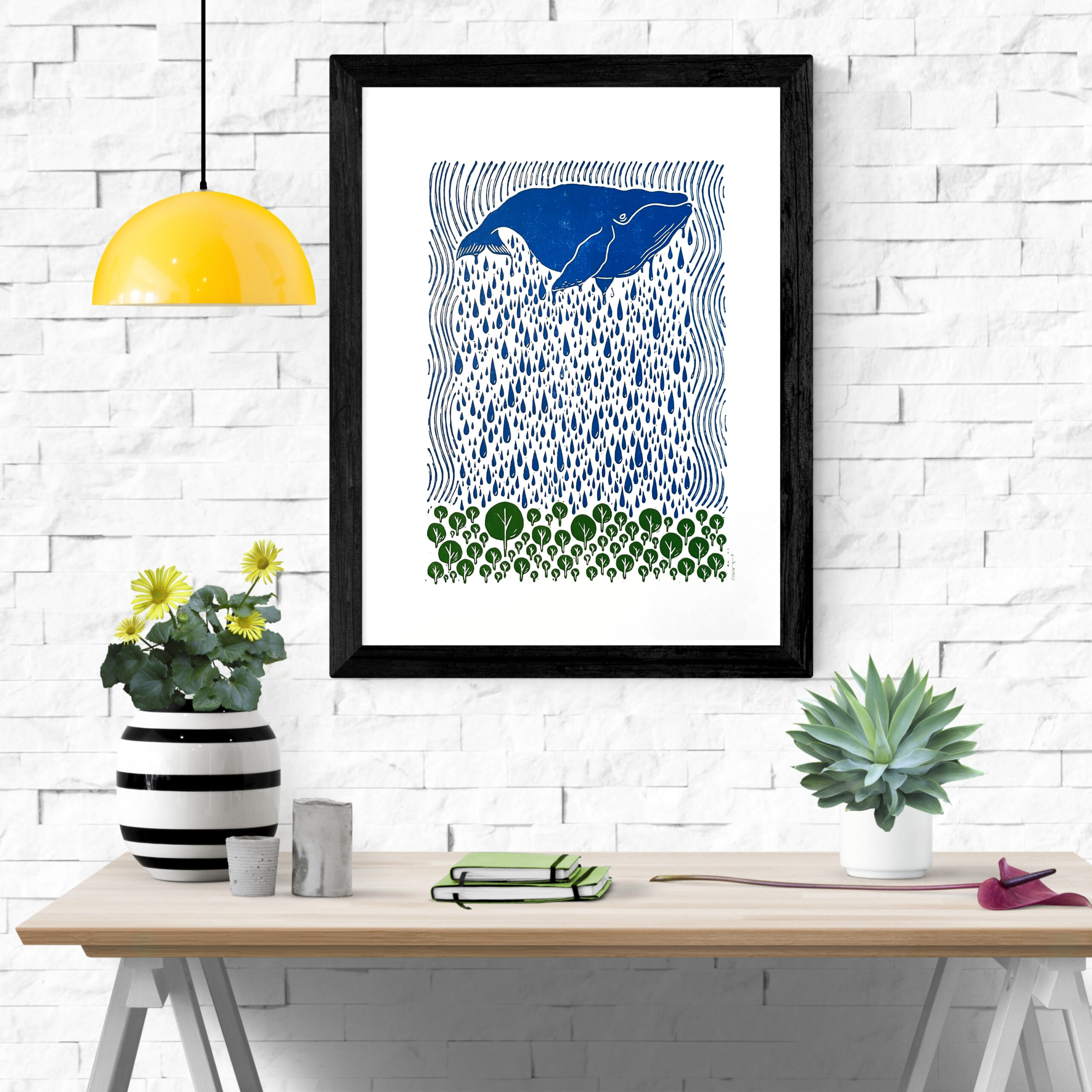 "The Rain" Original hand-carved linocut print - Image 4
