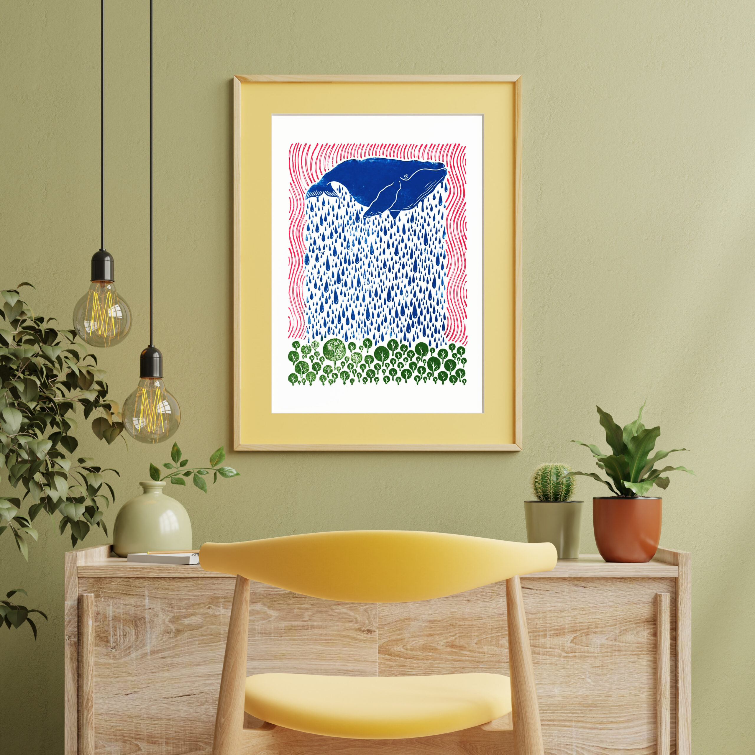"The Rain" Original hand-carved linocut print - Image 6