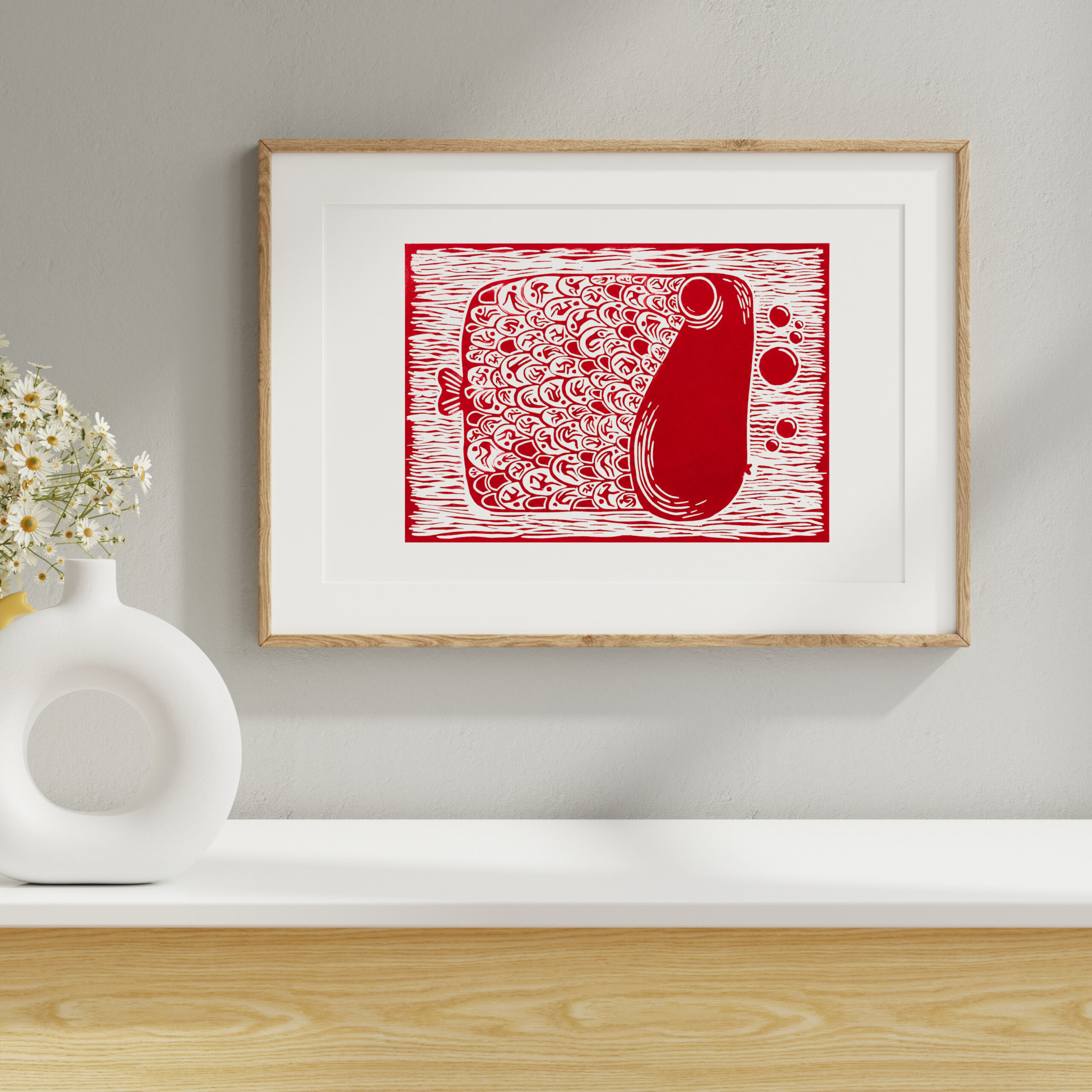 "It's all us" Original hand-carved linocut print - Image 6