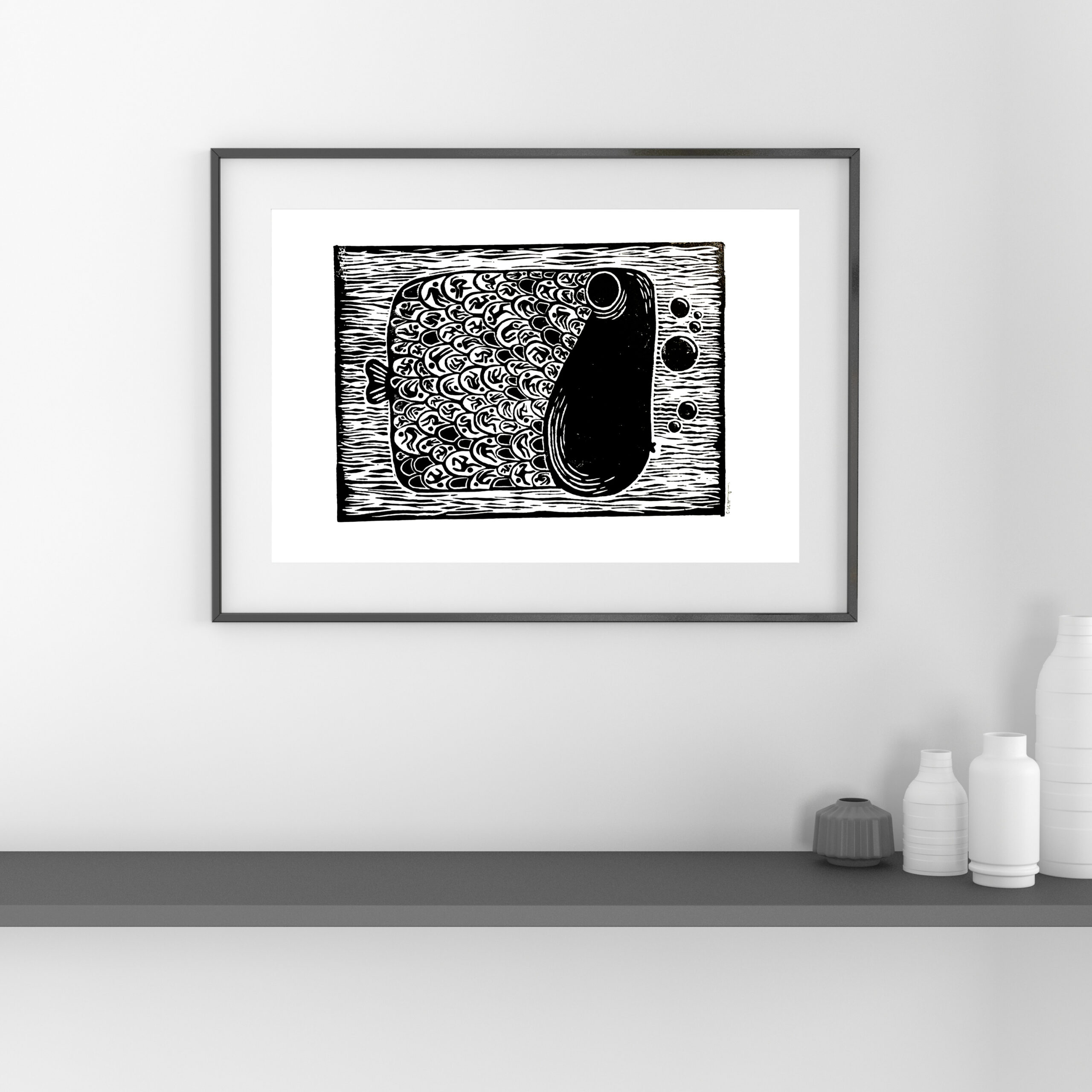 "It's all us" Original hand-carved linocut print - Image 2