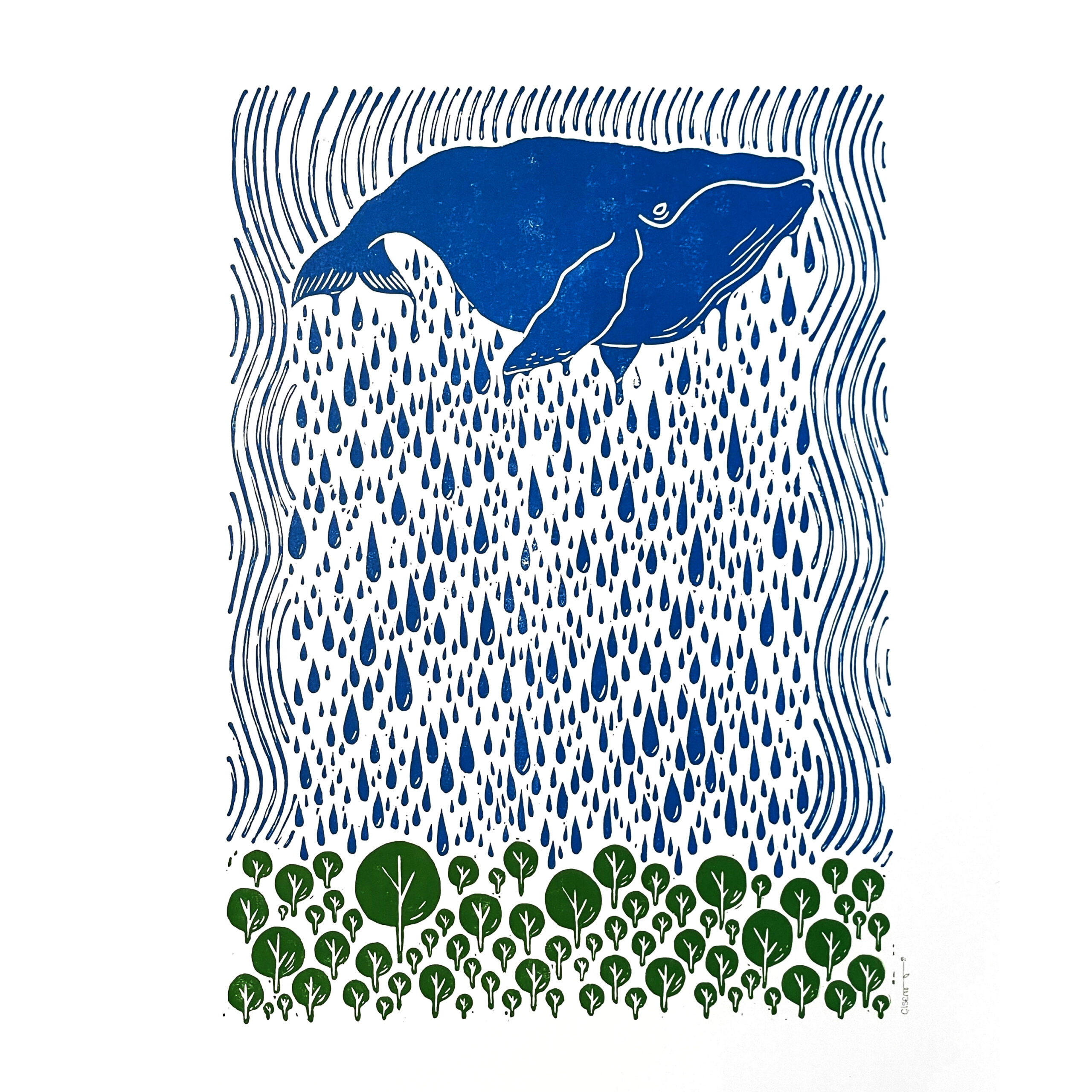 "The Rain" Original hand-carved linocut print - Image 3