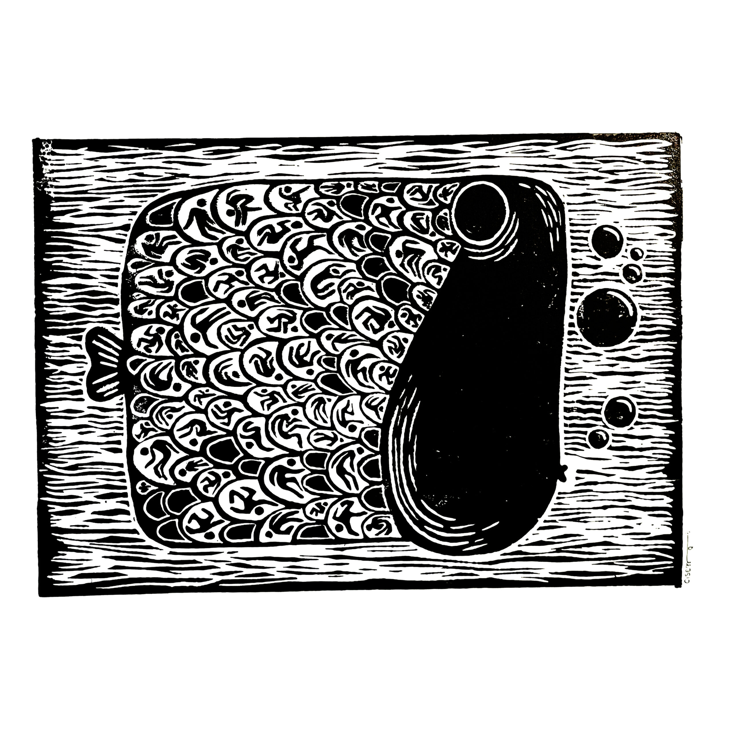 "It's all us" Original hand-carved linocut print
