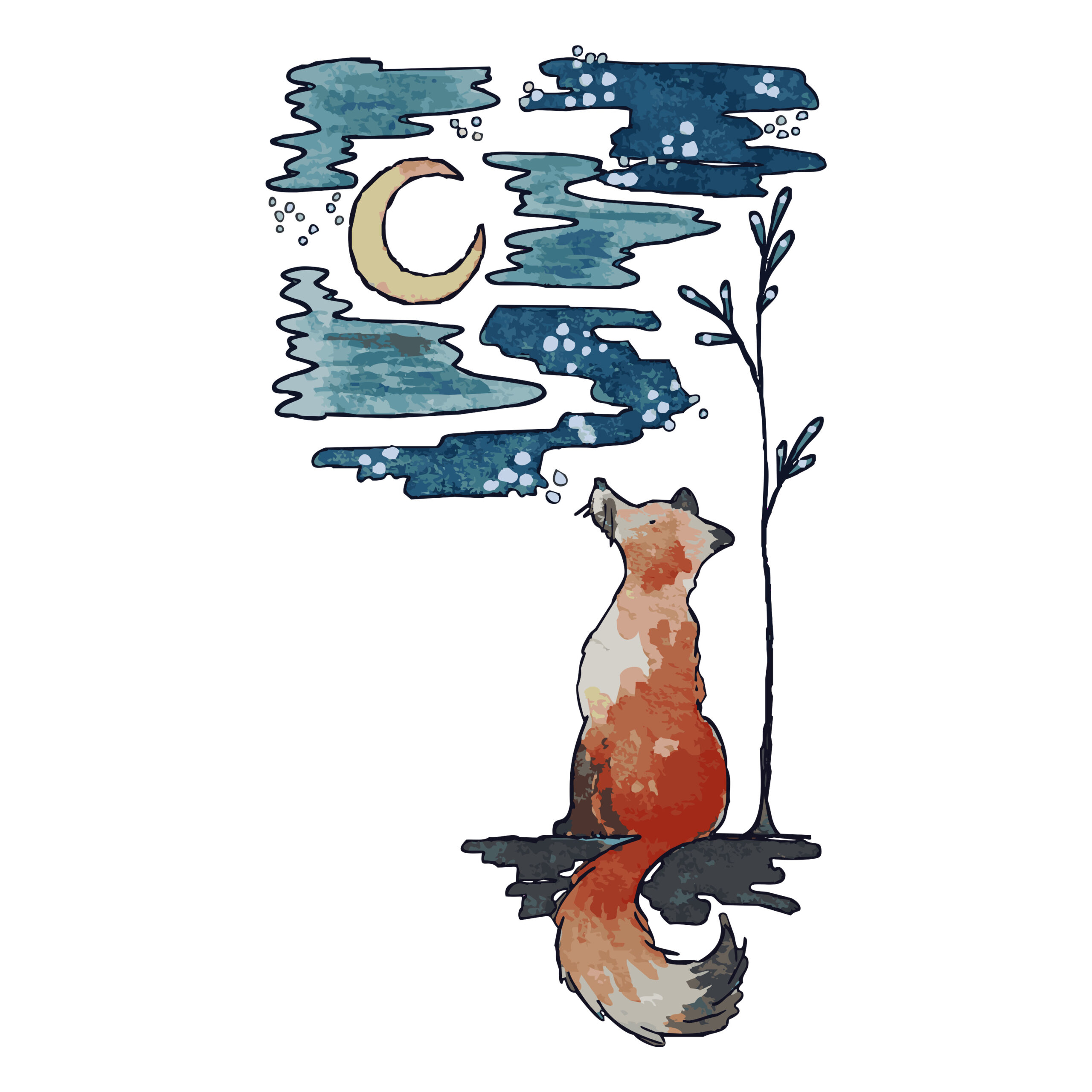 Fox and the Crescent Moon